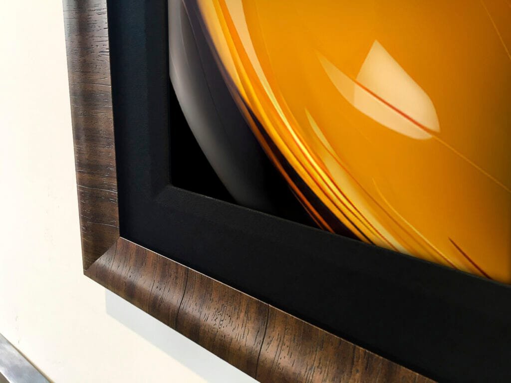 Acrylic Framed And Mounted Corner Angled On A White Wall Intention By Design