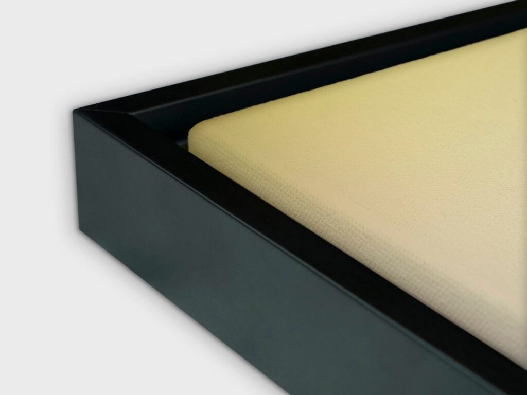 Canvas Box Frame Close Up Black Frame Gold Painting Intention By Design